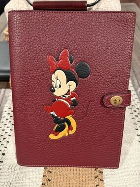 Disney X Coach Notebook In Regenerative Leather With Minnie Mouse